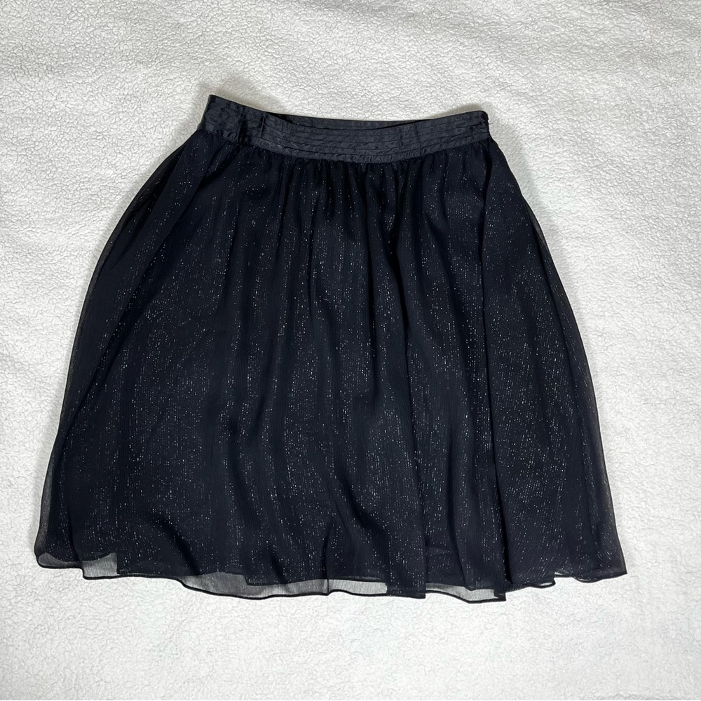 Shimmery Sparkly Formal Party Ready andHoliday Black Full A-Line Skirt. Size 6.